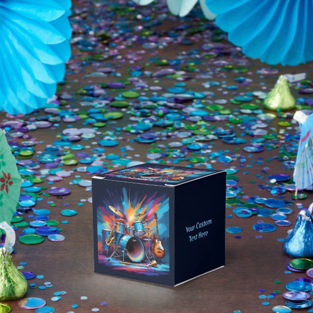 Caixinha De Lembrancinhas Instrumentos Musicais de Texto Personalizado (Festa)