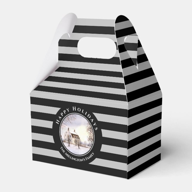 Caixinha De Lembrancinhas Inverno no Círculo da Cinza Negra de Natal em Nova (Verso)