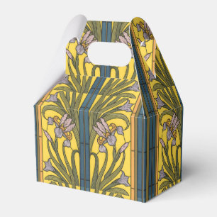 Caixinha De Lembrancinhas Iris Flower Art Nouveau Padrão De Vidro Obtido