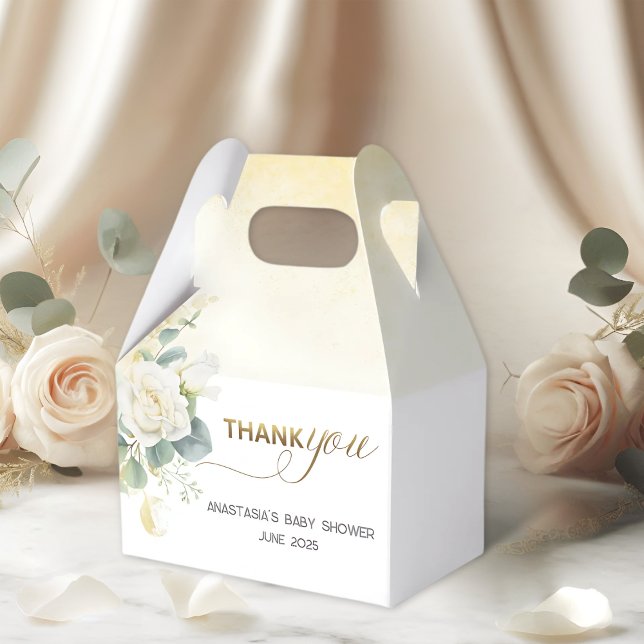 Caixinha De Lembrancinhas It’s A Boy Baby Shower –Gold Balloon & Greenery (Criador carregado)