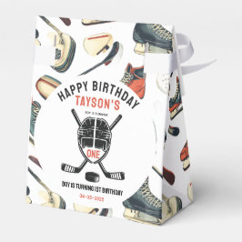 Caixinha De Lembrancinhas It’s Game Time Hockey 1st Birthday Party