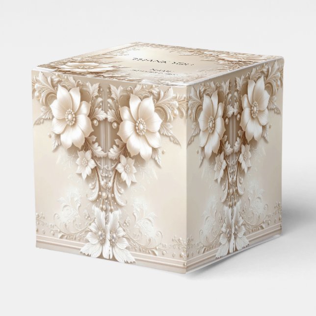 Caixinha De Lembrancinhas Ivory Flowers Favor Box (Frente)