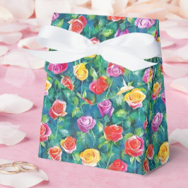 Caixinha De Lembrancinhas Jardim de rosas pastel fofo padrão aquarela