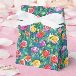 Caixinha De Lembrancinhas Jardim de rosas pastel fofo padrão aquarela