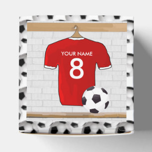 Caixinha De Lembrancinhas Jérsei de futebol vermelho e branco personalizado