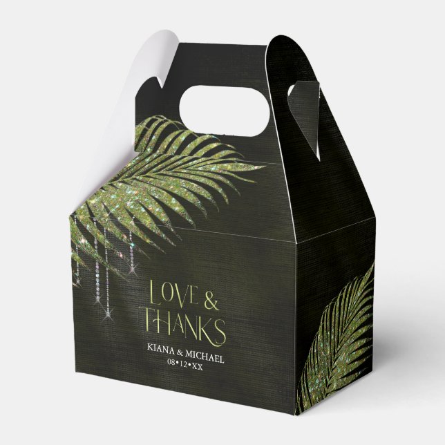 Caixinha De Lembrancinhas Jewel Palm Leaf Green V2 ID830 (Frente)