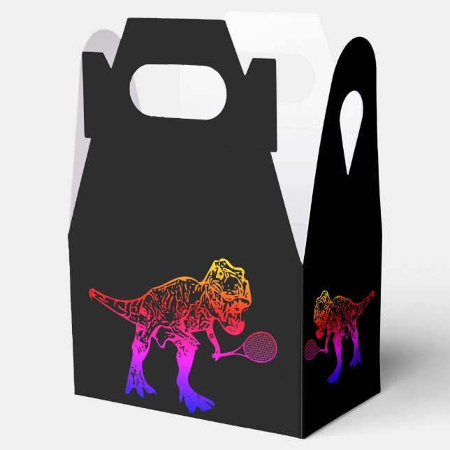 Caixinha De Lembrancinhas Jogador de Tênis do Dinossauro Rosa T-Rex em Preto (Aberto)