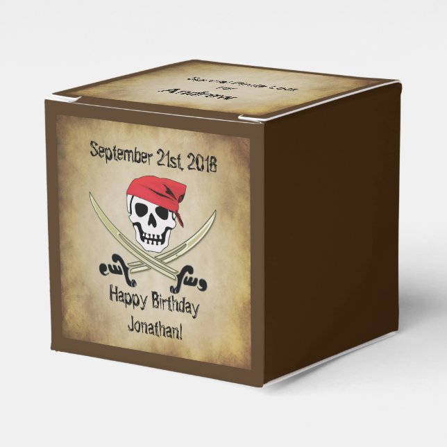 Caixinha De Lembrancinhas Jolly Roger Pirate Party Favor Box (Frente)