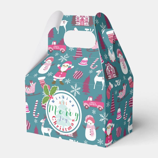 Caixinha De Lembrancinhas Joy Christmas Turquoise (Frente)