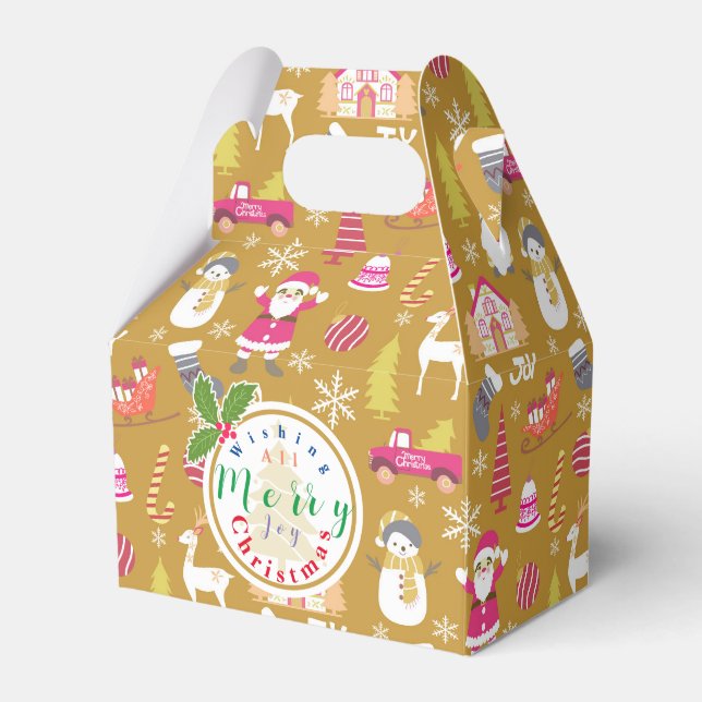 Caixinha De Lembrancinhas Joy Natal Dourado (Frente)