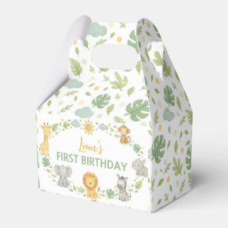 Caixinha De Lembrancinhas Jungle Animals Safari Wild One Birthday Favor Box