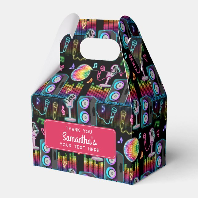 Caixinha De Lembrancinhas Karaoke Neon Glow Singing Music Party (Frente)