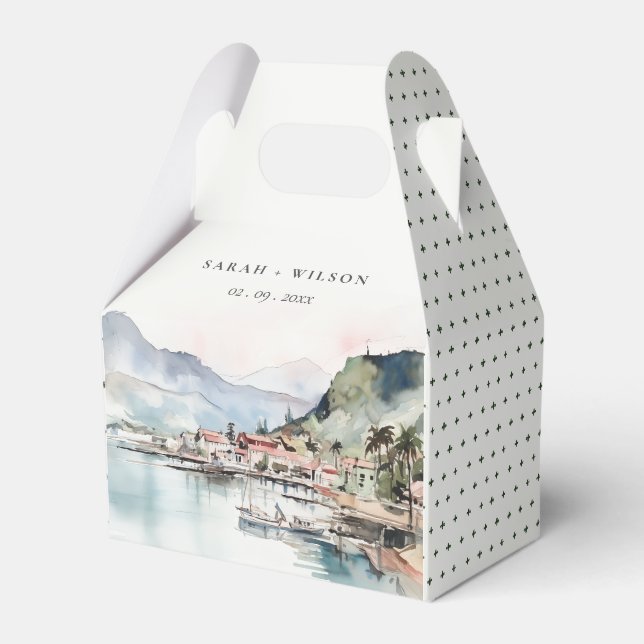 Caixinha De Lembrancinhas Kauai Hawaii Watercolor Landscape Wedding (Frente)