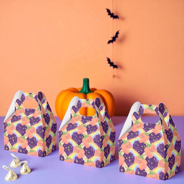 Caixinha De Lembrancinhas Kawaii bompkins, Rainbow Galaxy, Cute (Kawaii pumpkin favor boxes cute, colorful, perfect for kids’ parties and Halloween celebrations)