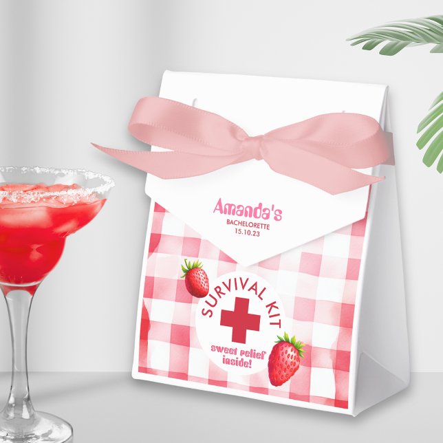 Caixinha De Lembrancinhas Kit de sobrevivência do Alivio doce de morango Bac (Bachelorette party hangover Survival kit retro strawberry sweet relief inside favor box guest gift )
