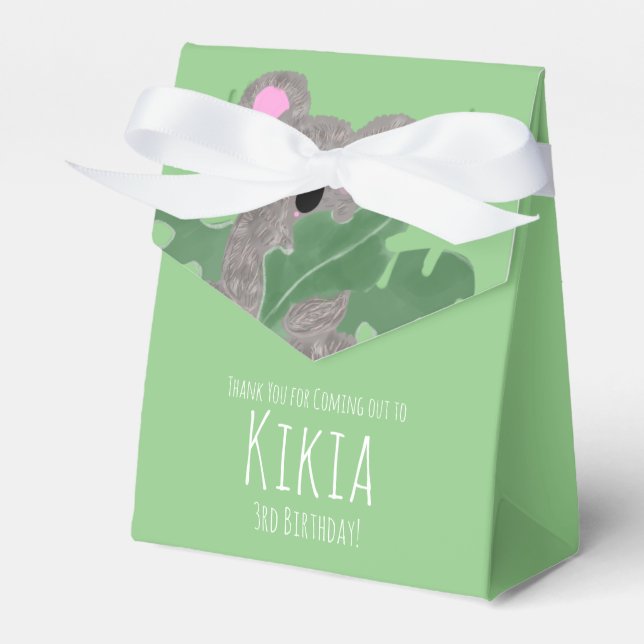 Caixinha De Lembrancinhas Koala Fez Festa de aniversário Verde Animal (Frente)