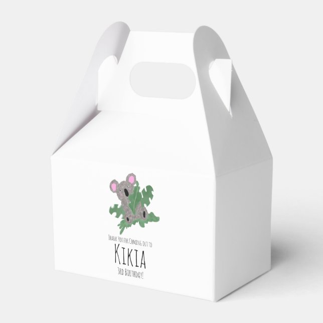 Caixinha De Lembrancinhas Koala Fez Festa de aniversário Verde Animal (Frente)