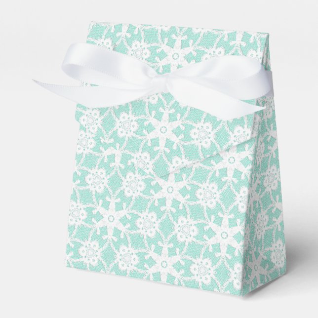 Caixinha De Lembrancinhas Lace antigo - branco e azul-aqua (Frente)