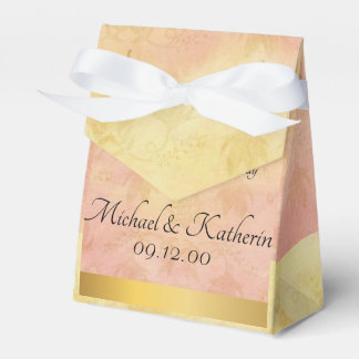 Caixinha De Lembrancinhas Lace de Aquarela Amarelo Cor-de-Rosa Personalizada