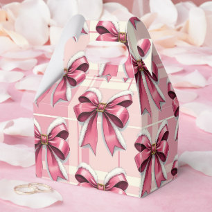 Caixinha De Lembrancinhas Laços de Papai Noel Xadrez Rosa de Natal