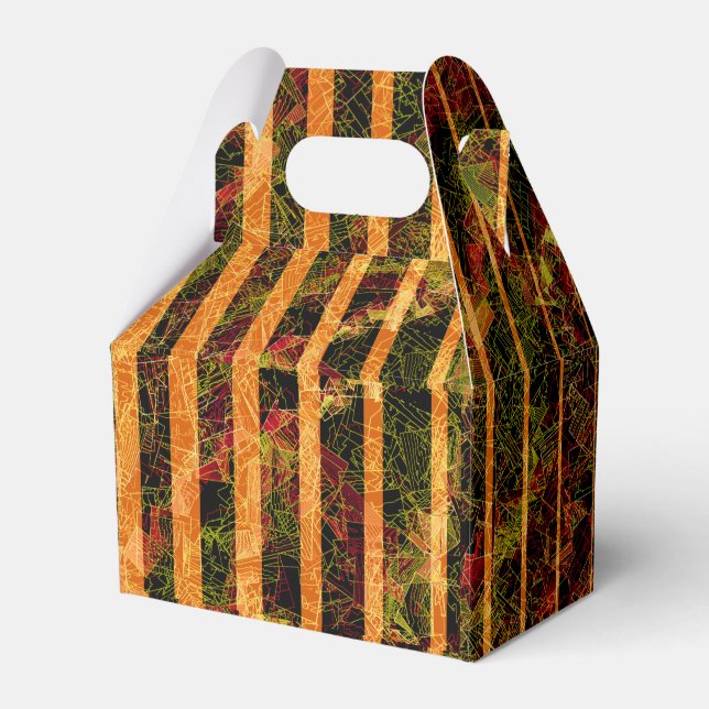 Caixinha De Lembrancinhas Laranjas estranhas e pequenos quadrados em linhas (Frente)