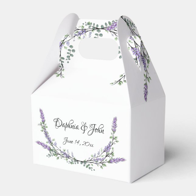 Caixinha De Lembrancinhas Lavanda de aquarela elegante verde botânico (Frente)