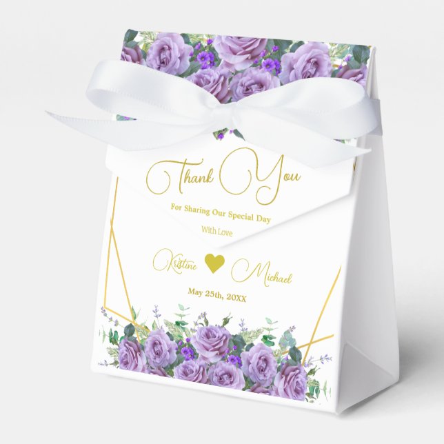 Caixinha De Lembrancinhas Lavanda Elegante Personalizada de Flor Selvagem (Frente)