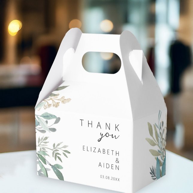 Caixinha De Lembrancinhas Leafy Wedding (Personalized THANK YOU! Leafy Wedding Box with your name and date.)