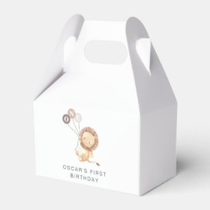 Caixinha De Lembrancinhas Leão com 3 Balões Marrons