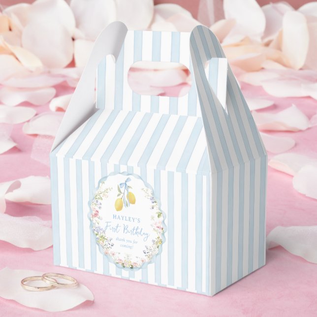 Caixinha De Lembrancinhas Lemon Floral Blue Birthday Favor Box (Casamento)