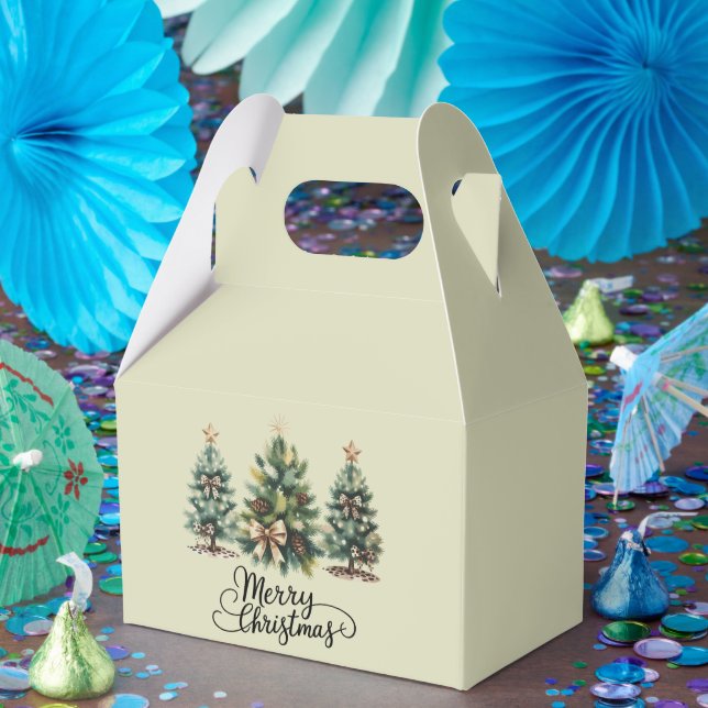 Caixinha De Lembrancinhas Leopard Merry Christmas Tree Coquette Bow Xmas (Festa)
