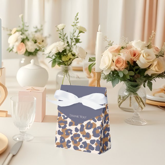 Caixinha De Lembrancinhas Leopard Pattern Blue e Brown- (Leopard Pattern-Blue and Brown- Favor Boxes )