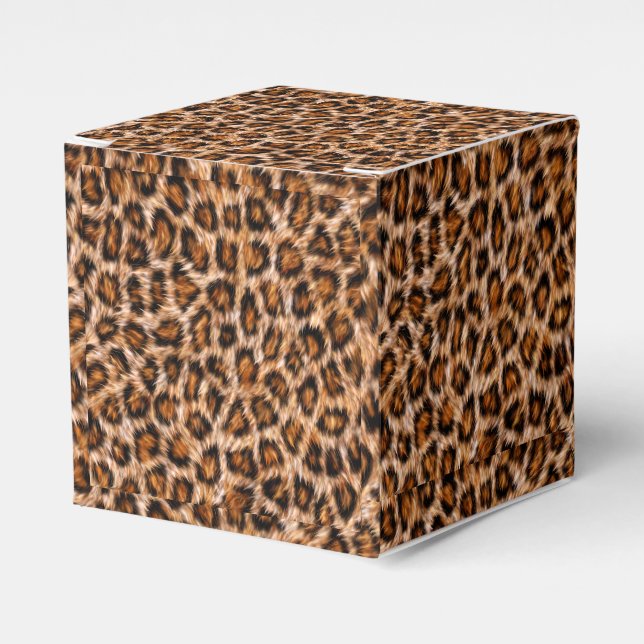 Caixinha De Lembrancinhas Leopardo Jaguar Gato Padrão de Pelo Marrom (Frente)