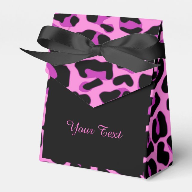 Caixinha De Lembrancinhas Leopardo Rosa e Negro (Frente)