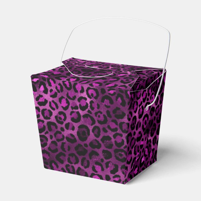 Caixinha De Lembrancinhas Leopardo roxo e Dourado Design 3 (Frente)