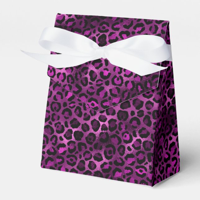 Caixinha De Lembrancinhas Leopardo roxo e Dourado Design 3 (Frente)