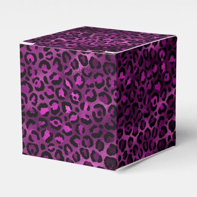 Caixinha De Lembrancinhas Leopardo roxo e Dourado Design 3