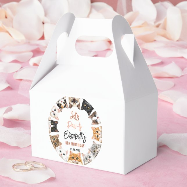 Caixinha De Lembrancinhas Let's Pawty Cat 5th Birthday | Custom Birthday Kid (Casamento)