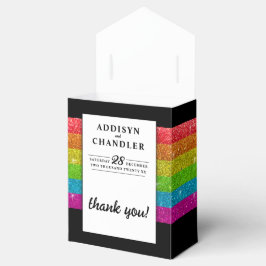 Caixinha De Lembrancinhas LGBTQ Rainbow Black Chic Modern Wedn Glitter