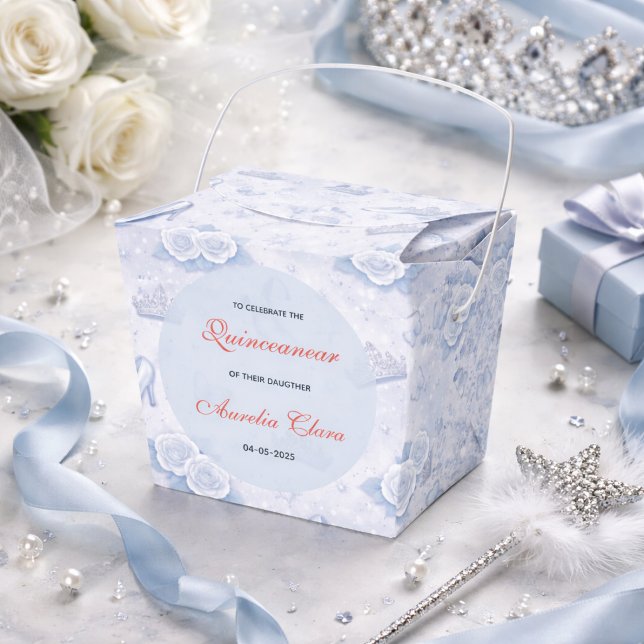 Caixinha De Lembrancinhas Light Blue Silver Princess Quinceanera Birthday  (Light Blue Silver Princess Quinceanera Birthday Favor Boxes
)
