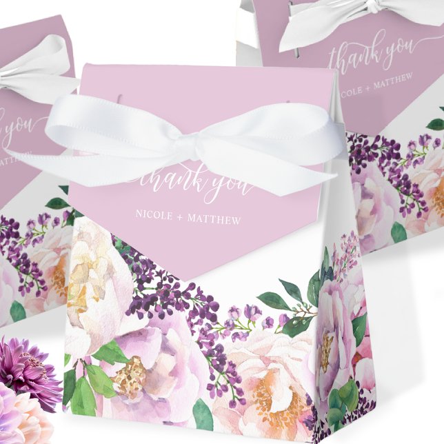Caixinha De Lembrancinhas Lilac Elegante e Pastel Púrpura Floral (Criador carregado)