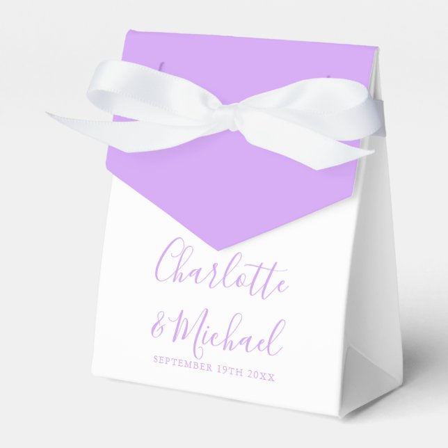 Caixinha De Lembrancinhas Lilac Lavender Assinatura Script Casamento Elegant (Frente)