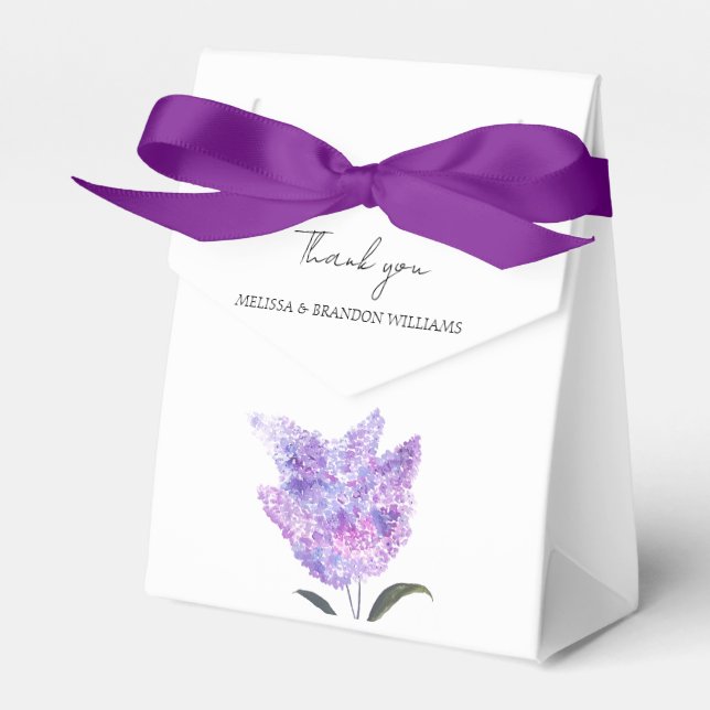 Caixinha De Lembrancinhas Lilac Purple Floral Wedding Thank you  (Frente)