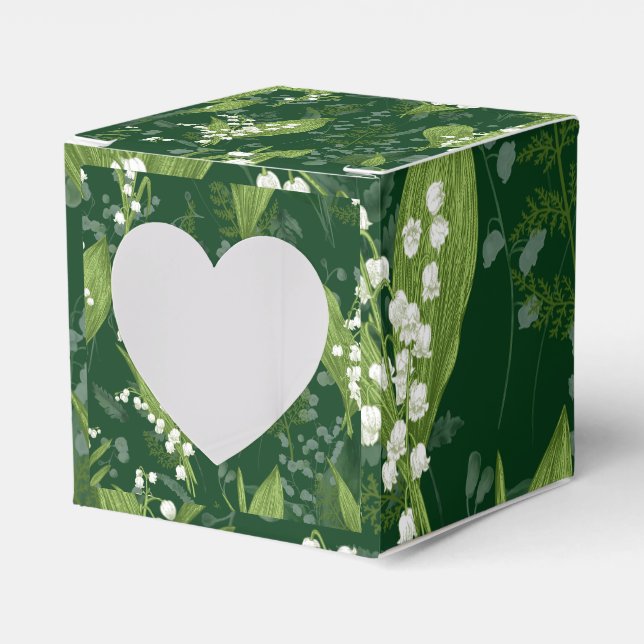 Caixinha De Lembrancinhas Lily of Valley com Ferns | Verde Escuro (Frente)