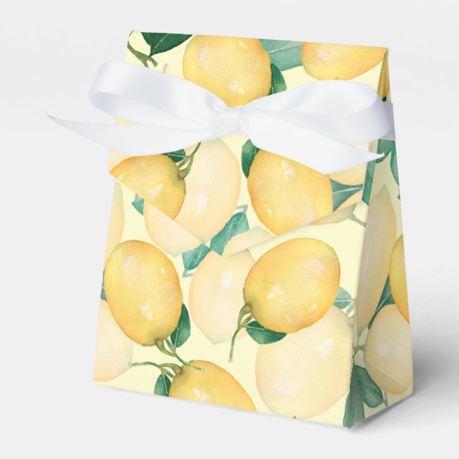 Caixinha De Lembrancinhas Limões de Aquarelas e Folhas (Frente)