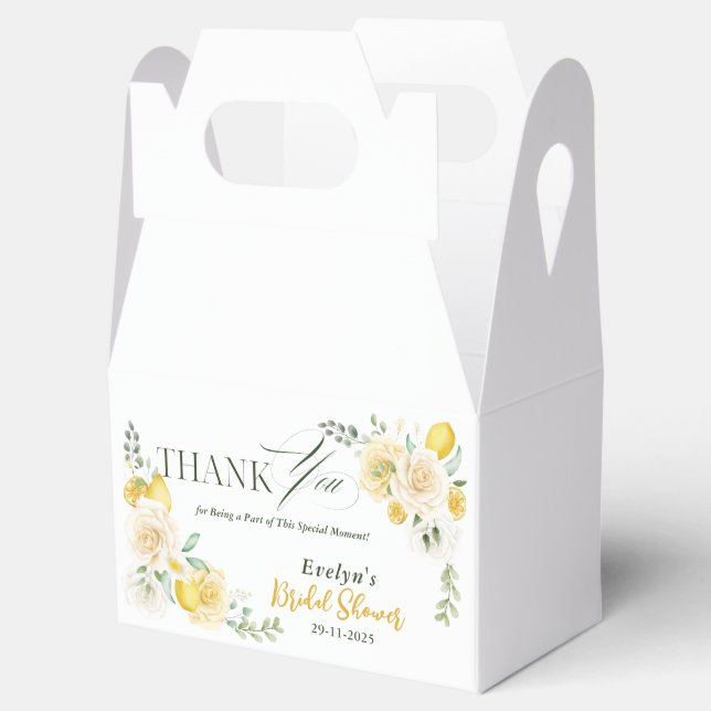 Caixinha De Lembrancinhas limões Eucalipto Rosa Chá de Noiva Obrigada (Aberto)