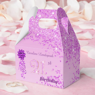 Caixinha De Lembrancinhas Linda Fita de Brilho Rosa Aniversário de 21 anos