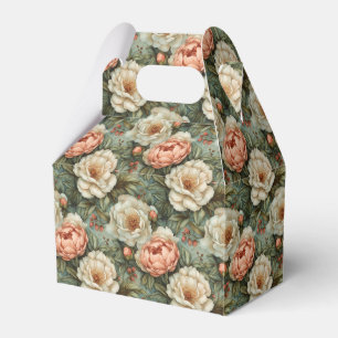 Caixinha De Lembrancinhas Lindo Floral Branco e Pêssego Vintage Elegante