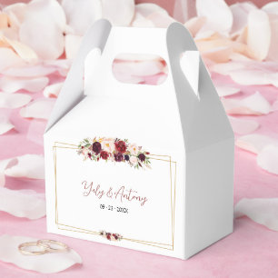 Caixinha De Lembrancinhas Lindo Floral Burgundy Pequeno Lembrança