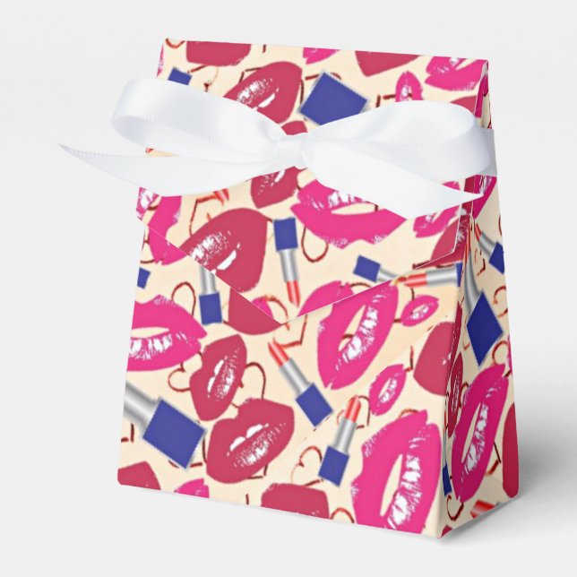 Caixinha De Lembrancinhas Lipstick Kiss Pattern (Frente)